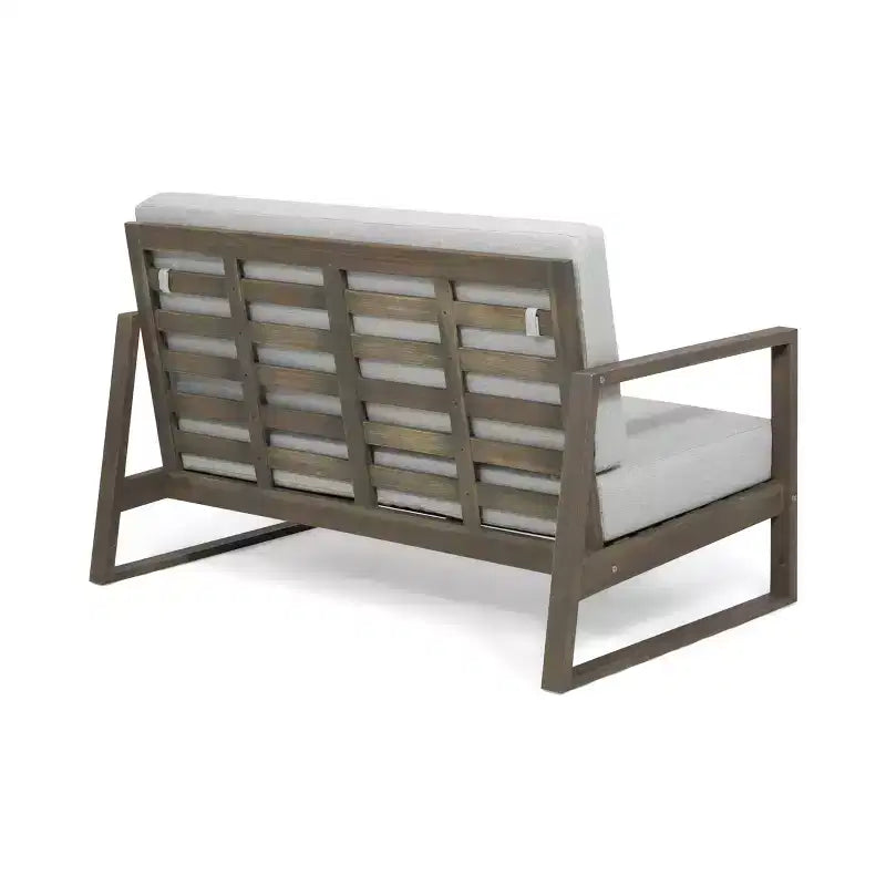 Christopher Knight Home Hazel Outdoor Acacia Wood Loveseat and Coffee Table Set with Cushions