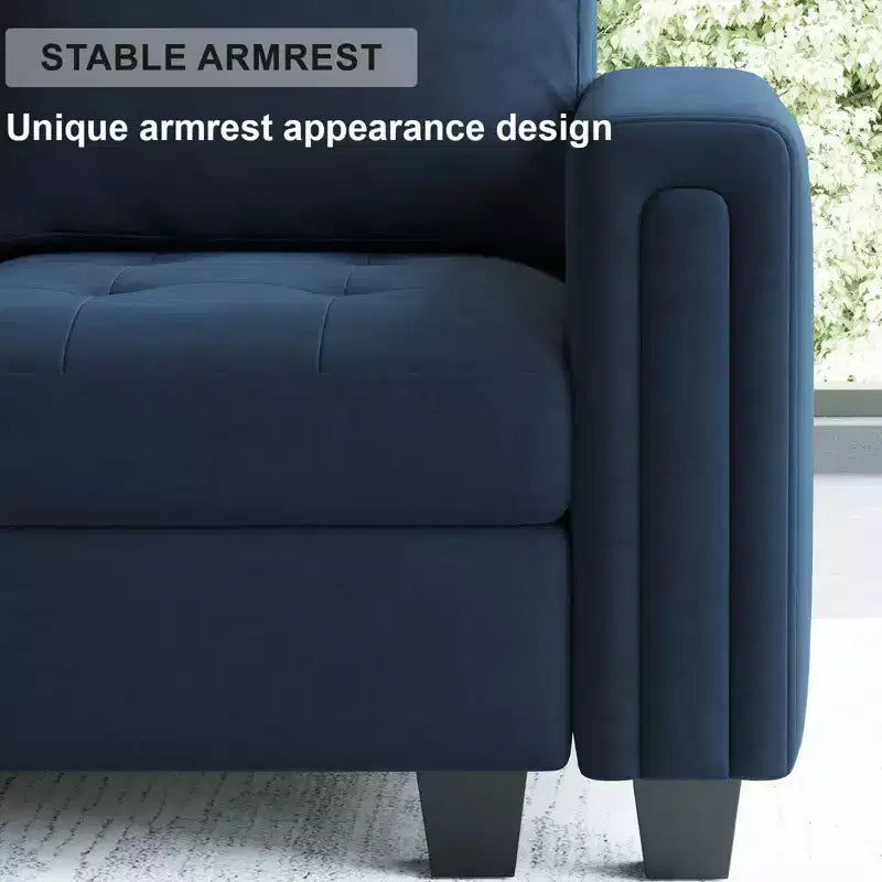 Belffin Modular Velvet Tufted L Shaped Sofa Couch with Reversible Chaise Convertible Modular Sectional Sofa Set with Storage Ottoman