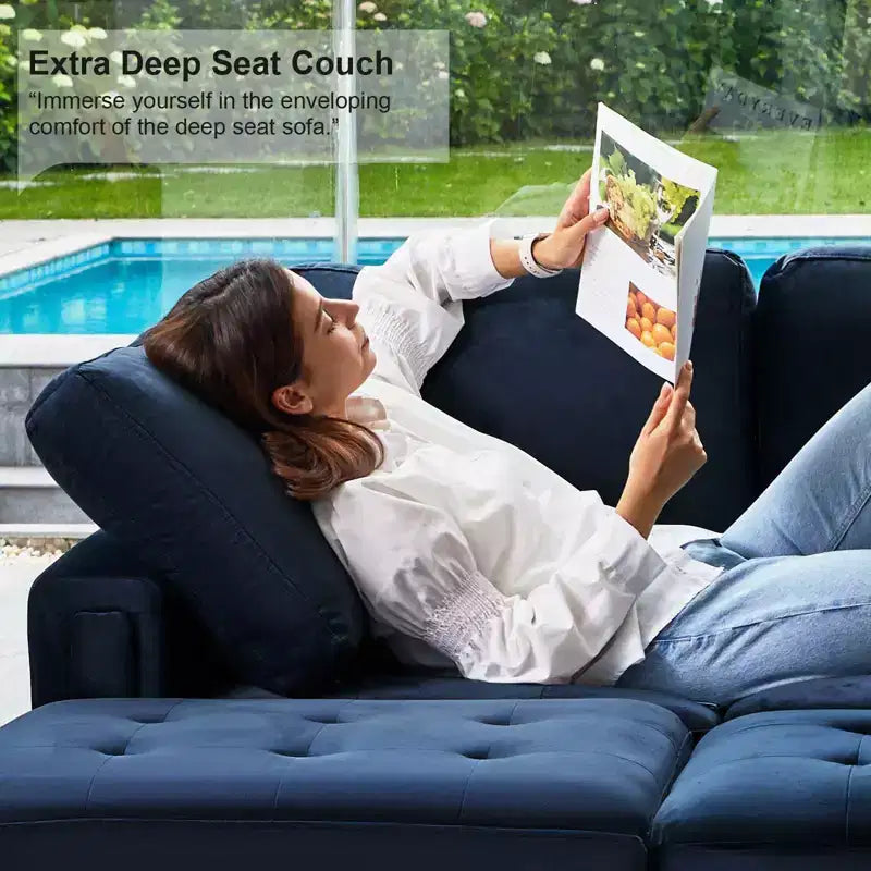 Belffin Modular Velvet Tufted L Shaped Sofa Couch with Reversible Chaise Convertible Modular Sectional Sofa Set with Storage Ottoman