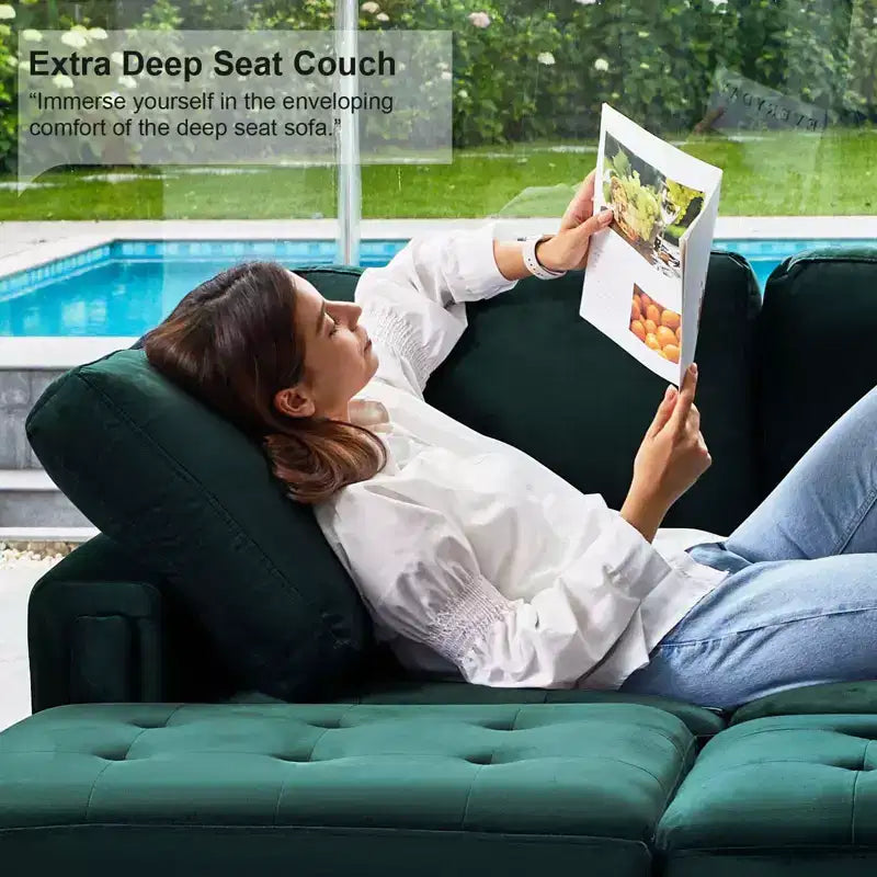 Belffin Modular Velvet Tufted L Shaped Sofa Couch with Reversible Chaise Convertible Modular Sectional Sofa Set with Storage Ottoman