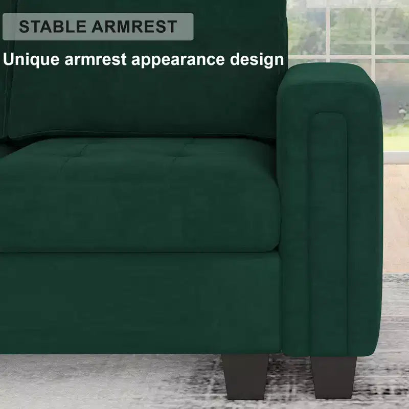 Belffin Modular Velvet Tufted L Shaped Sofa Couch with Reversible Chaise Convertible Modular Sectional Sofa Set with Storage Ottoman