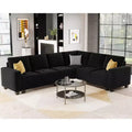 Belffin Modular Velvet Tufted L Shaped Sofa Couch with Reversible Chaise Convertible Modular Sectional Sofa Set with Storage Ottoman