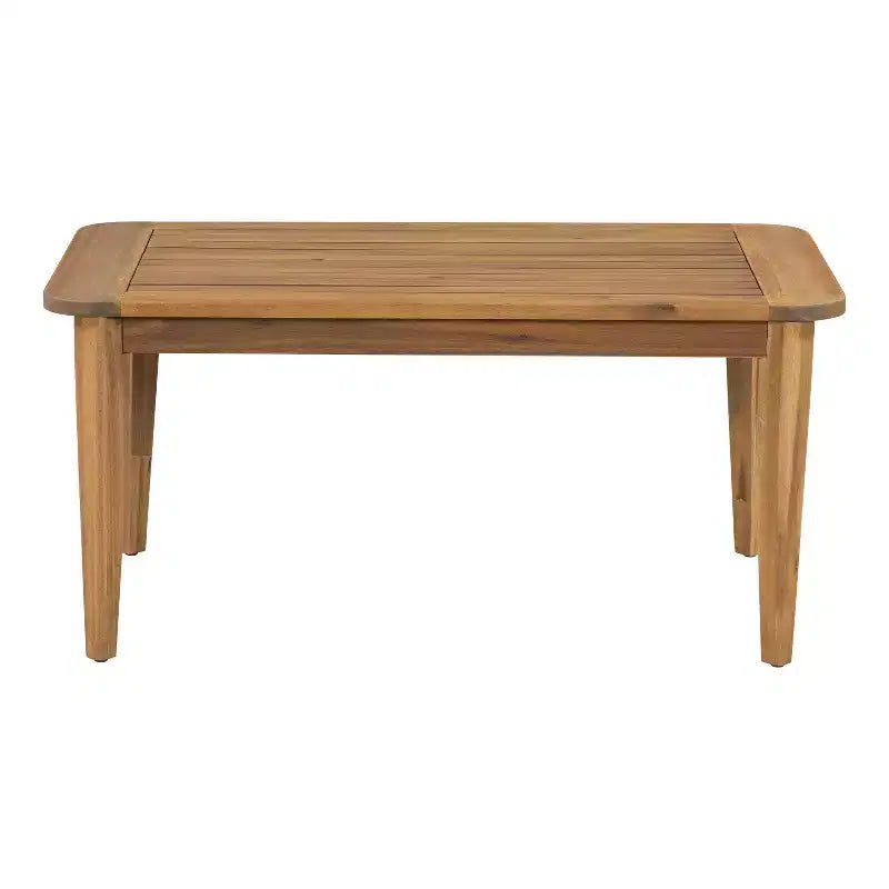 Christopher Knight Home Osborn 4 Piece Outdoor Slat Design Acacia Wood Seating Set with Cushion, Teak/Beige