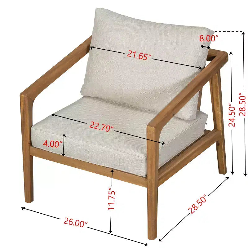 Christopher Knight Home Osborn 4 Piece Outdoor Slat Design Acacia Wood Seating Set with Cushion, Teak/Beige
