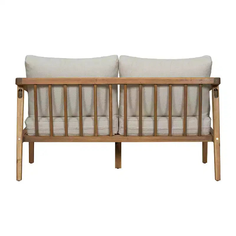 Christopher Knight Home Osborn 4 Piece Outdoor Slat Design Acacia Wood Seating Set with Cushion, Teak/Beige