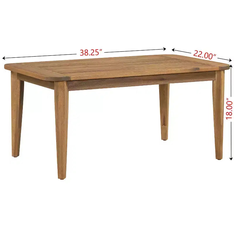 Christopher Knight Home Osborn 4 Piece Outdoor Slat Design Acacia Wood Seating Set with Cushion, Teak/Beige