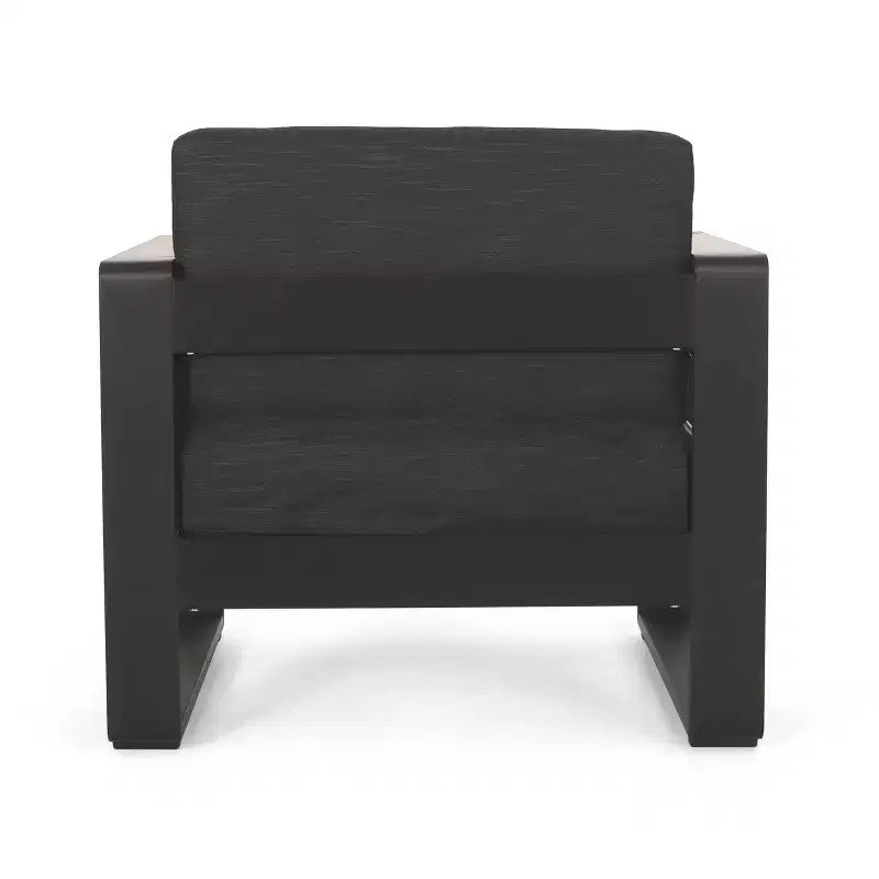 Christopher Knight Home Ostrander 4-Seater Outdoor Aluminum Chat Set with Fire Pit Table, Black/Dark Gray