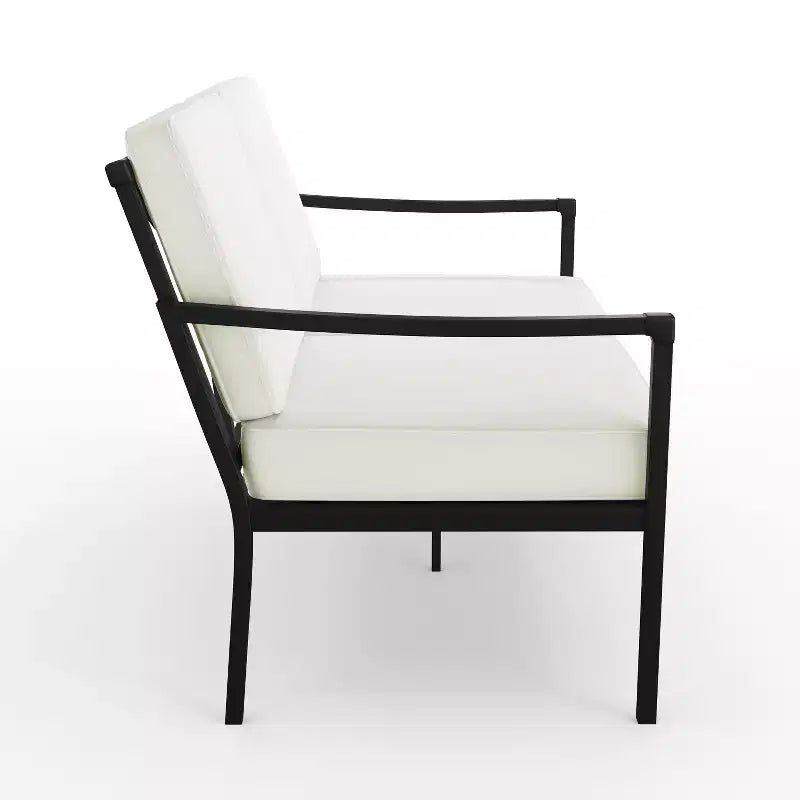 Martha Stewart 4pc Steel Patio Conversation Set with Loveseat, 2 Chairs, Coffee Table in Black