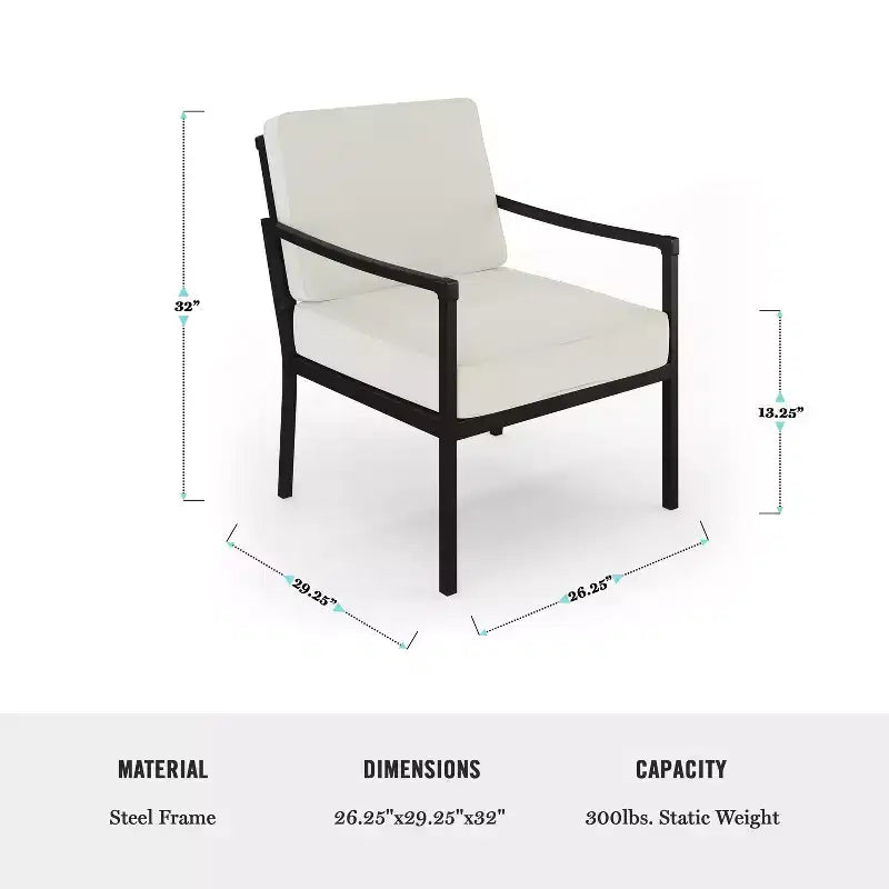 Martha Stewart 4pc Steel Patio Conversation Set with Loveseat, 2 Chairs, Coffee Table in Black