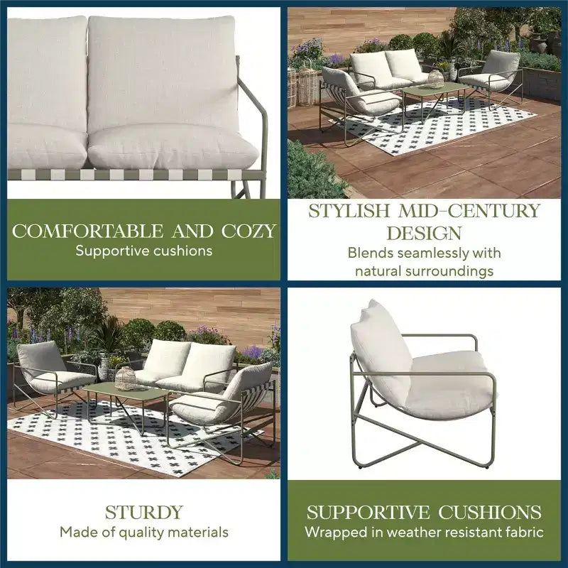Novogratz Wrenn 4-Piece Sling and Cushion Conversation Set
