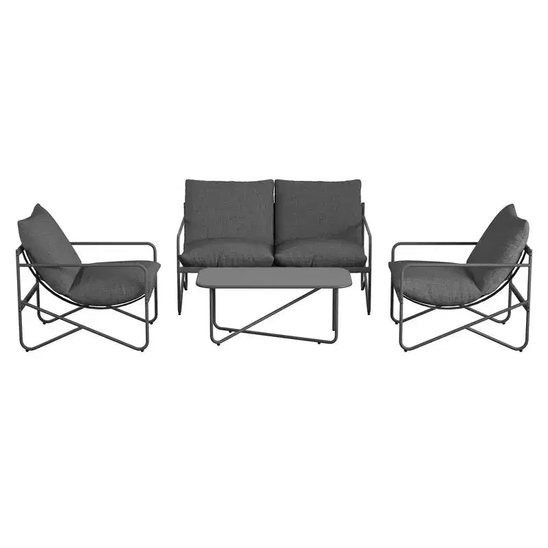 Novogratz Wrenn 4-Piece Sling and Cushion Conversation Set