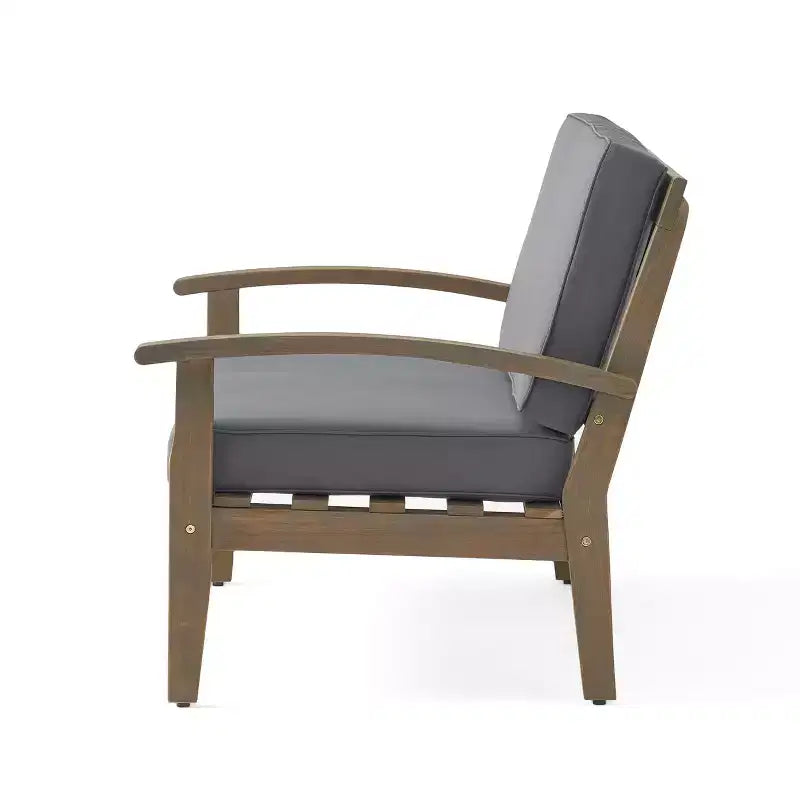 GDFStudio Keanu Outdoor Acacia Wood Loveseat and Coffee Table Set with Cushions