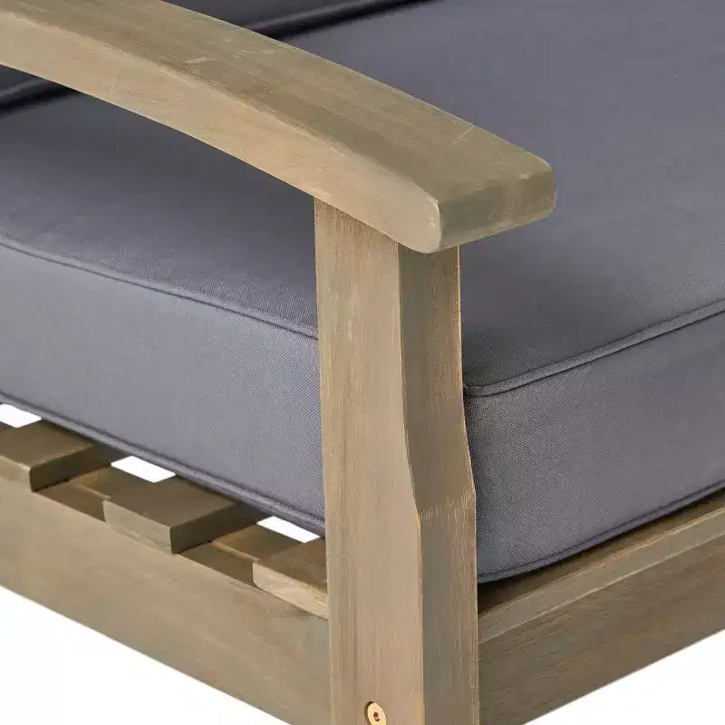 GDFStudio Keanu Outdoor Acacia Wood Loveseat and Coffee Table Set with Cushions