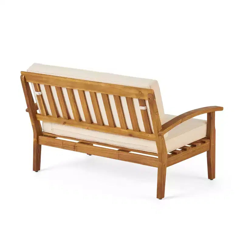 GDFStudio Keanu Outdoor Acacia Wood Loveseat and Coffee Table Set with Cushions