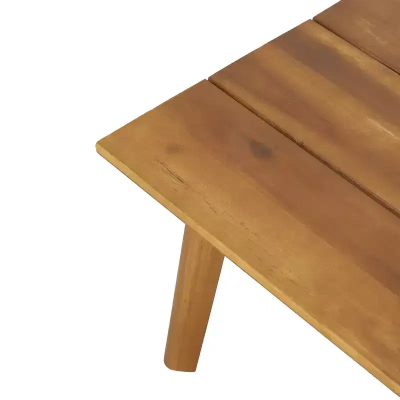 GDFStudio Aggie Outdoor Acacia Wood Loveseat and Coffee Table Set with Cushions, Teak/White