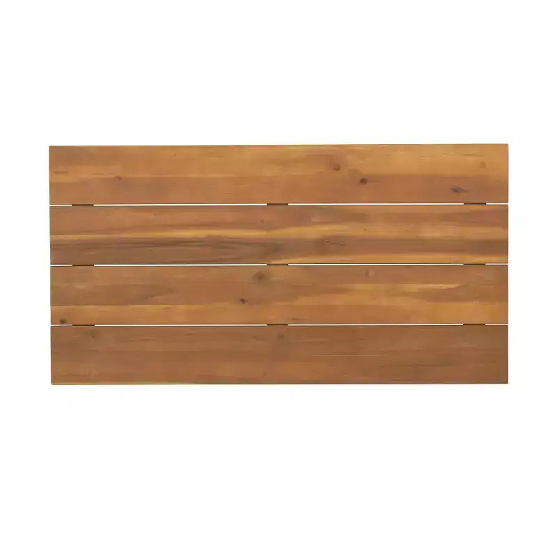 GDFStudio Aggie Outdoor Acacia Wood Loveseat and Coffee Table Set with Cushions, Teak/White