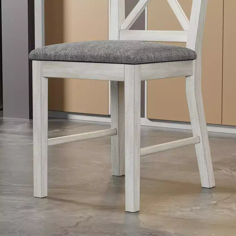 VECELO Farmhouse Style Dining Table Set, Rubber Wood Table and Upholstered Dining Chairs, Gray