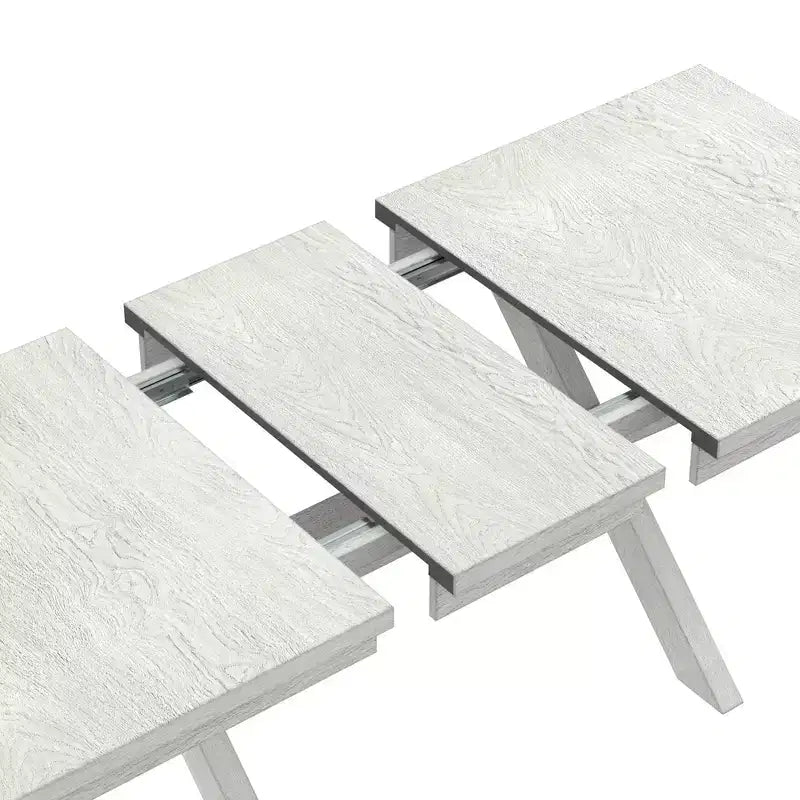 VECELO Rustic 6-Piece Extendable Dining Table Set, Rubber Wood Table with 4 Armless Upholstered Dining Chairs and Bench for Kitchen, Gray