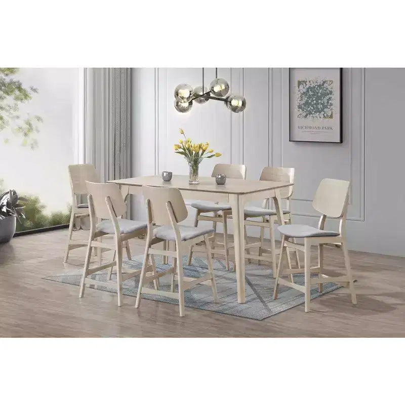 New Classic Furniture,Oscar 7-Piece Wood Counter Dining Set In White Ash