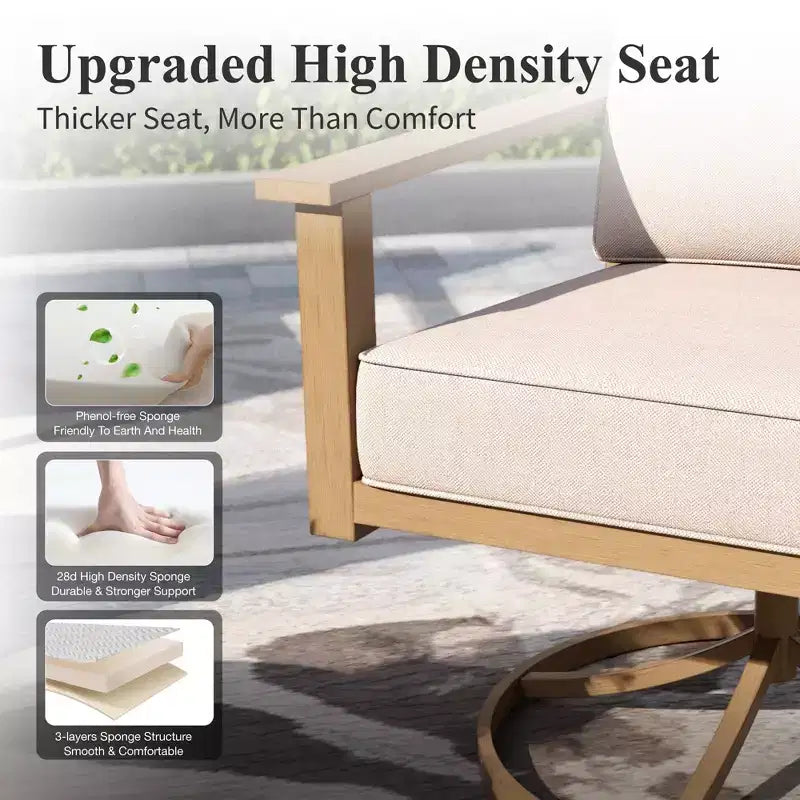 Captiva Designs 7PC Outdoor Patio Cross-Band Back Conversation Set with Thick Cushions for Deck, Garden, or Poolside