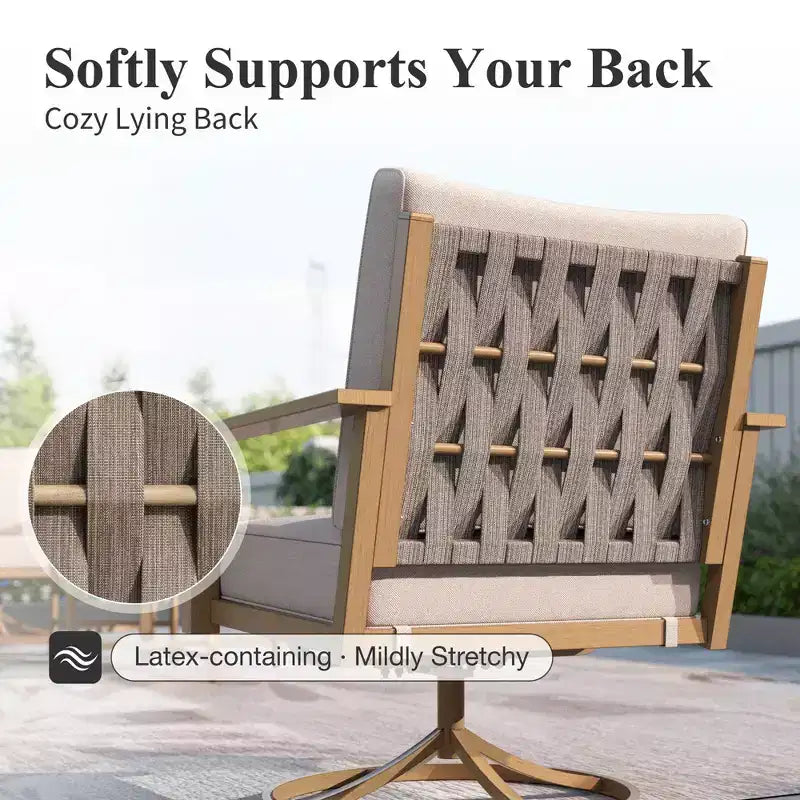 Captiva Designs 7PC Outdoor Patio Cross-Band Back Conversation Set with Thick Cushions for Deck, Garden, or Poolside