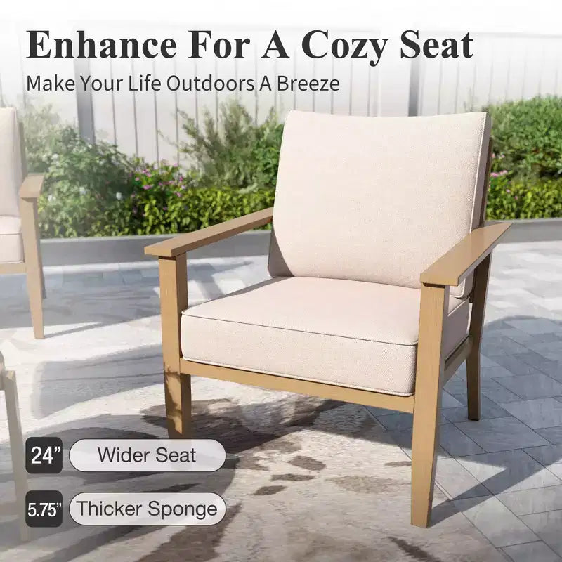 Captiva Designs 7PC Outdoor Patio Cross-Band Back Conversation Set with Thick Cushions for Deck, Garden, or Poolside