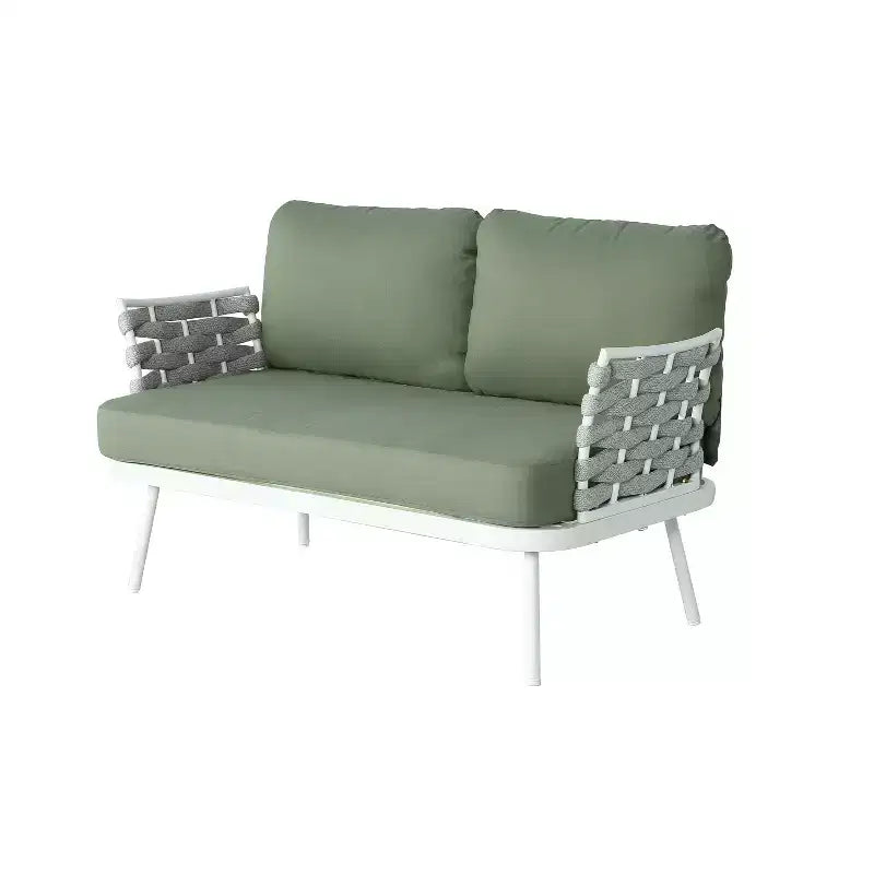 Christopher Knight Home Belle 4 Piece Modern Patio Metal and Rope Upholstered Seating Set with Coffee Table