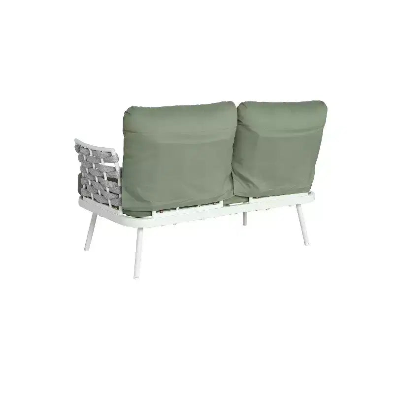 Christopher Knight Home Belle 4 Piece Modern Patio Metal and Rope Upholstered Seating Set with Coffee Table