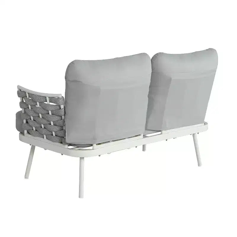 Christopher Knight Home Belle 4 Piece Modern Patio Metal and Rope Upholstered Seating Set with Coffee Table