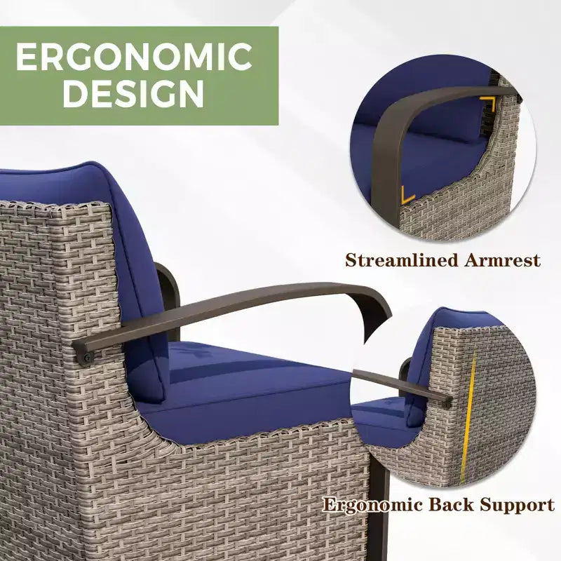 EAGLE PEAK Coastal Vista Outdoor Patio Furniture Set, Half-Moon Curved Wicker Patio Conversation Set with Coffee Table