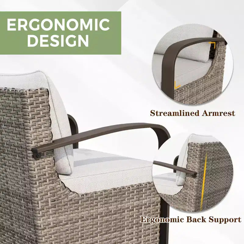 EAGLE PEAK Coastal Vista Outdoor Patio Furniture Set, Half-Moon Curved Wicker Patio Conversation Set with Coffee Table