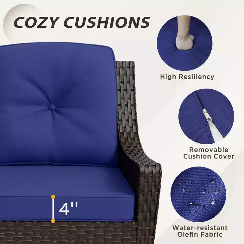EAGLE PEAK Azure Bay 5 Pieces Wicker Outdoor Patio Furniture Set , Sofa and Chairs with Ottomans