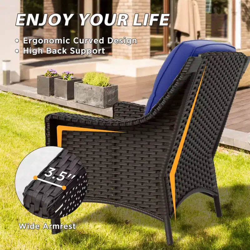 EAGLE PEAK Azure Bay 5 Pieces Wicker Outdoor Patio Furniture Set , Sofa and Chairs with Ottomans