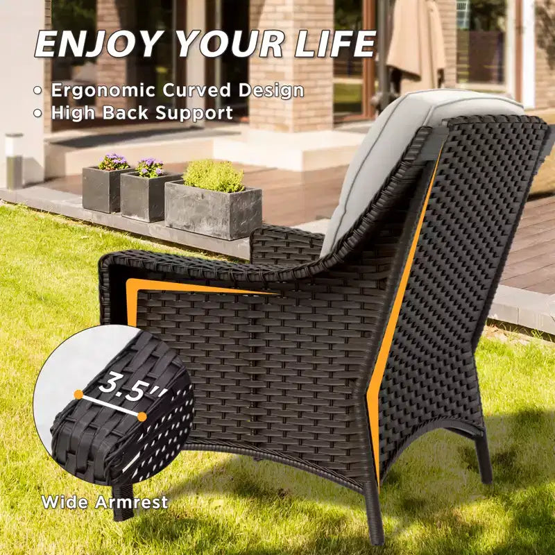 EAGLE PEAK Azure Bay 5 Pieces Wicker Outdoor Patio Furniture Set , Sofa and Chairs with Ottomans