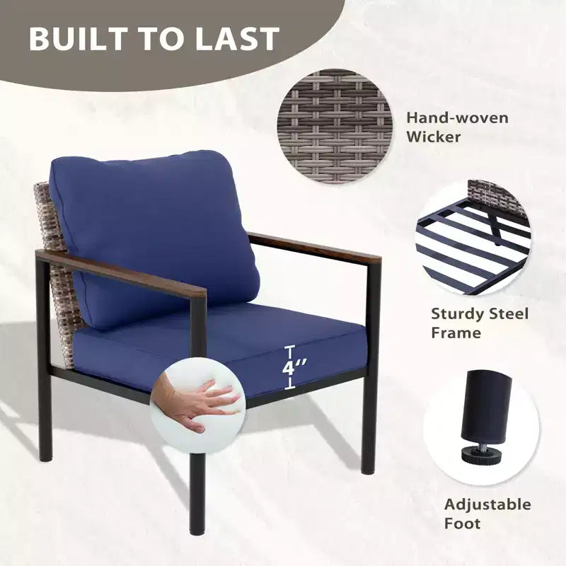 EAGLE PEAK Sunset Dune Collection Modern Outdoor Furniture Set, 5 Piece Patio Wicker Conversation Set with Cushions