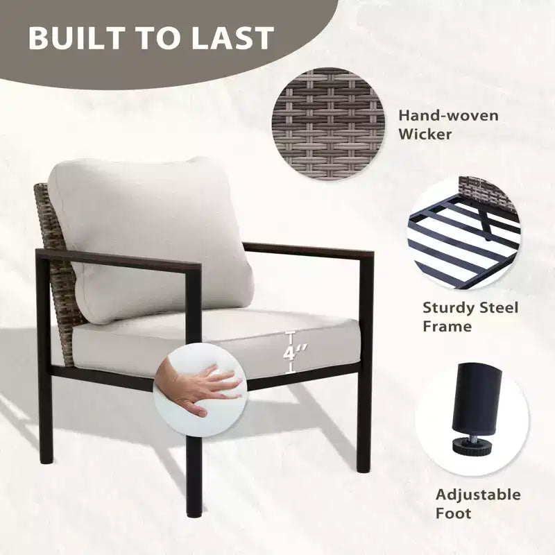 EAGLE PEAK Sunset Dune Collection Modern Outdoor Furniture Set, 5 Piece Patio Wicker Conversation Set with Cushions