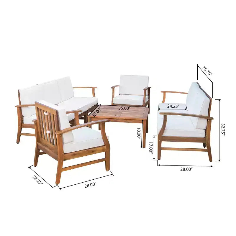 Christopher Knight Home Perla Outdoor 8 Seater Acacia Wood Chat Set with Cushions