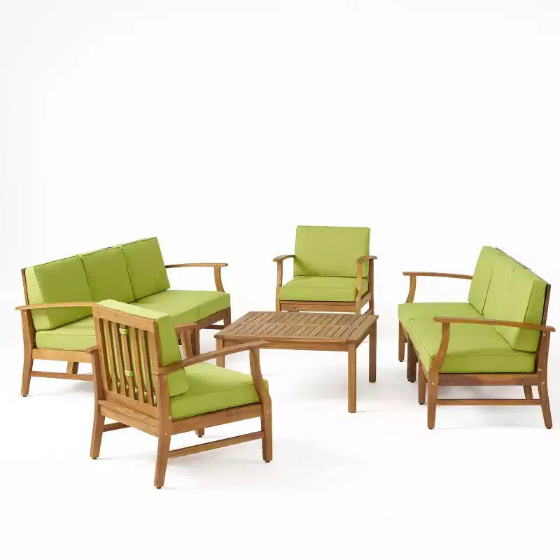 Christopher Knight Home Perla Outdoor 8 Seater Acacia Wood Chat Set with Cushions