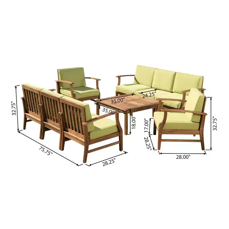 Christopher Knight Home Perla Outdoor 8 Seater Acacia Wood Chat Set with Cushions