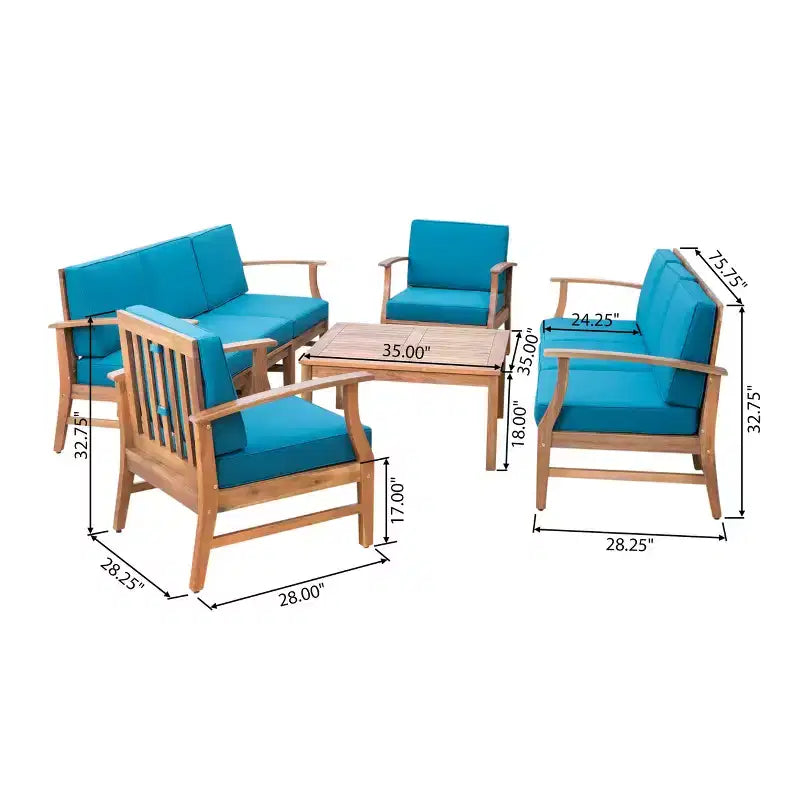 Christopher Knight Home Perla Outdoor 8 Seater Acacia Wood Chat Set with Cushions