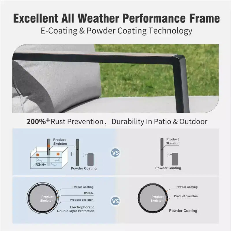 Captiva Designs Modren Outdoor Patio Metal Frame Furniture Conversation Seating Set with Coffee Table