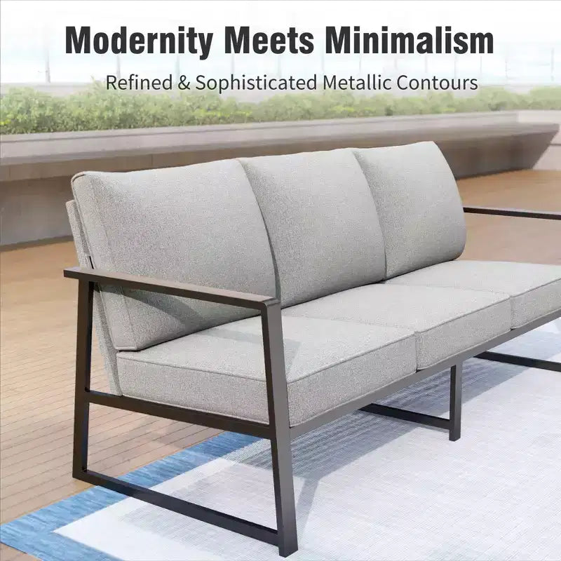 Captiva Designs Modren Outdoor Patio Metal Frame Furniture Conversation Seating Set with Coffee Table