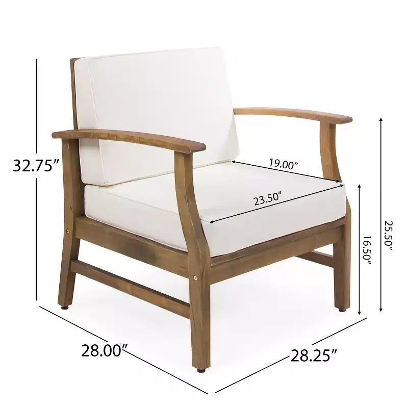 Christopher Knight Home Bennett Rustic 3 Piece Patio Acacia Wood Club Chairs with Round Accent Table