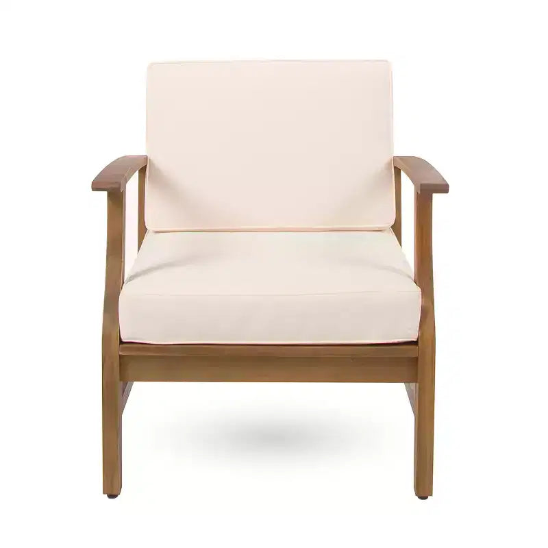 Christopher Knight Home Bennett Rustic 3 Piece Patio Acacia Wood Club Chairs with Round Accent Table