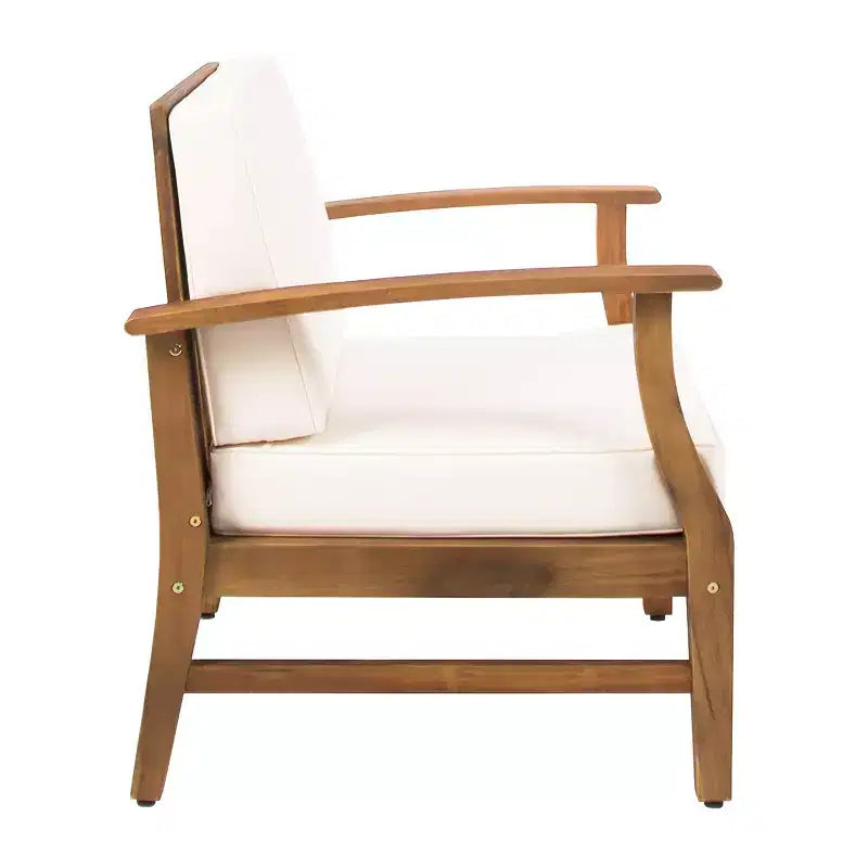 Christopher Knight Home Bennett Rustic 3 Piece Patio Acacia Wood Club Chairs with Round Accent Table