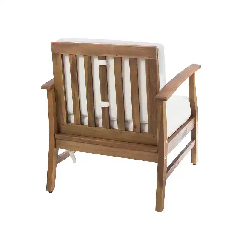 Christopher Knight Home Bennett Rustic 3 Piece Patio Acacia Wood Club Chairs with Round Accent Table