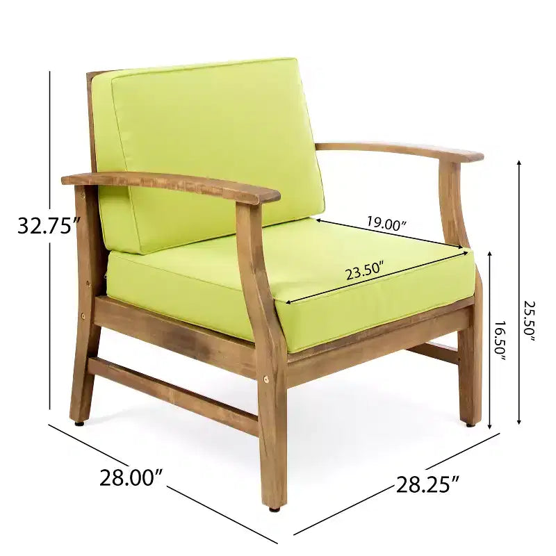 Christopher Knight Home Bennett Rustic 3 Piece Patio Acacia Wood Club Chairs with Round Accent Table