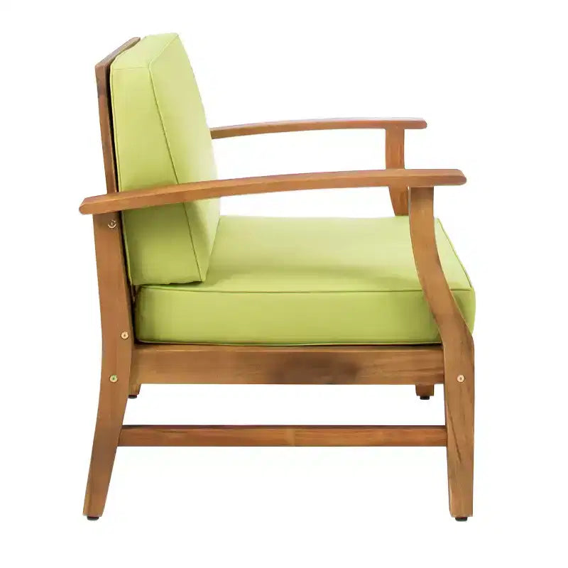 Christopher Knight Home Bennett Rustic 3 Piece Patio Acacia Wood Club Chairs with Round Accent Table