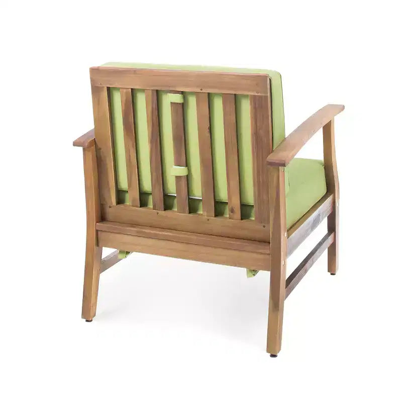 Christopher Knight Home Bennett Rustic 3 Piece Patio Acacia Wood Club Chairs with Round Accent Table