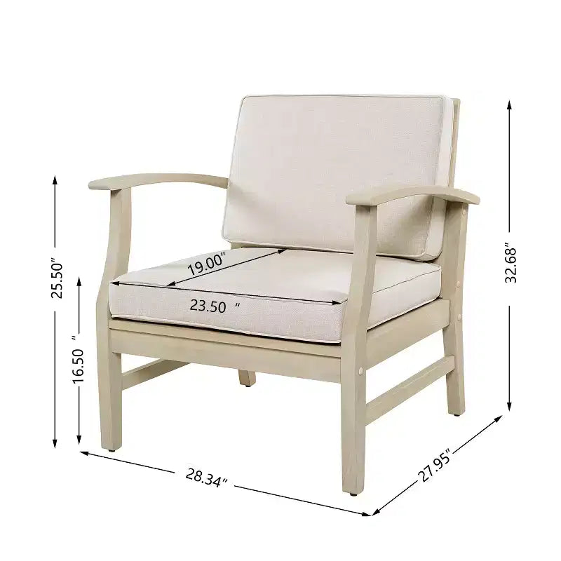 Christopher Knight Home Bennett Rustic 3 Piece Patio Acacia Wood Club Chairs with Round Accent Table
